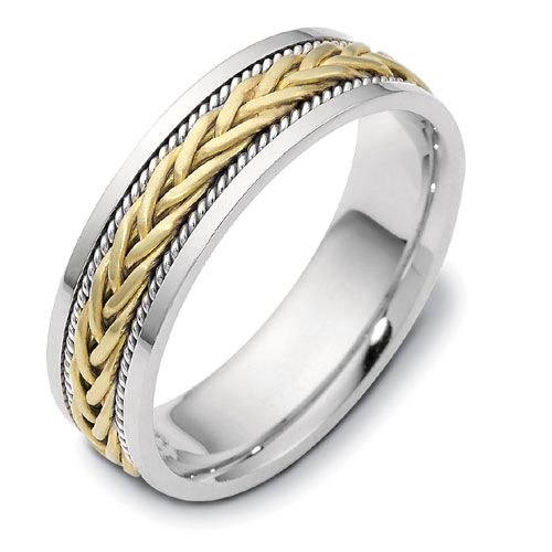Men's Braided Two-Tone Band Rings - NM13 - Roselle Jewelry