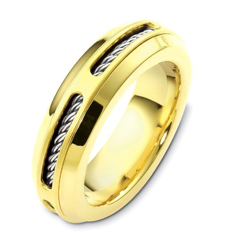 Men's Cable Two-tone Band Rings - NM14 - Roselle Jewelry