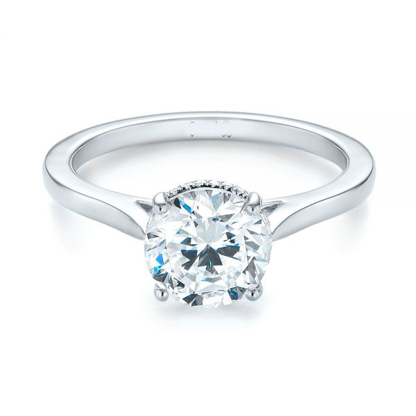 Micro Pave Diamond Side Stone Engagement Ring [Setting Only] - EC087 - Roselle Jewelry