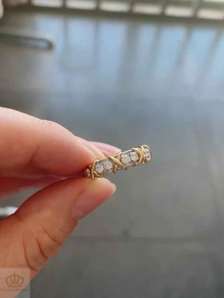 1.14CTW 18K Two Tone Gold Eternity Fashion Diamond Band Ring - FR001 - Roselle Jewelry