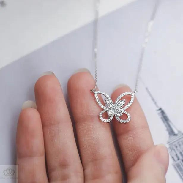 Cutout Butterfly Mini Diamond Necklace [pre order] - SN001 - Roselle Jewelry