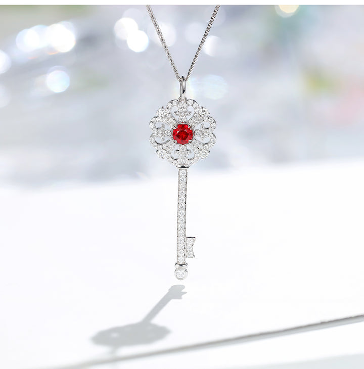 Ruby With Key Diamond Pendant [pre order] - SN004 - Roselle Jewelry
