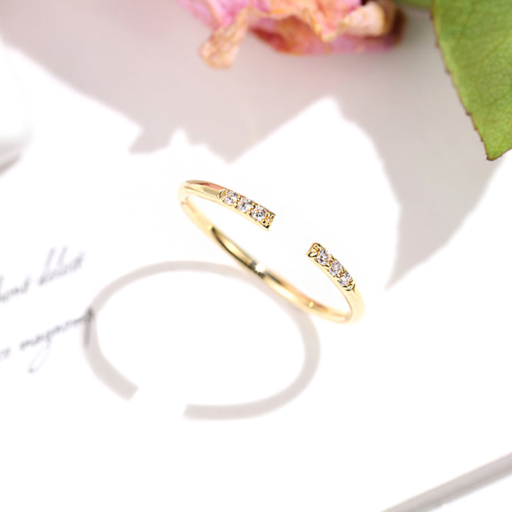 Ultra Mini Diamond Pave Open Stackable Fashion Diamond Ring - LR14 - Roselle Jewelry