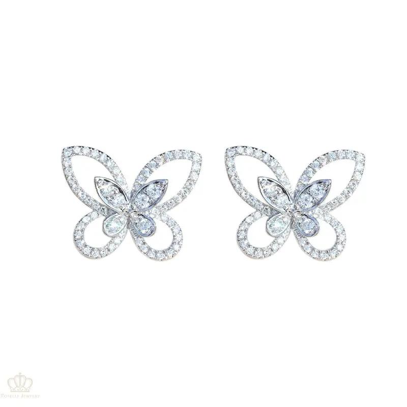 Cutout Butterfly Mini Diamond Earring [pre order] - SE001 - Roselle Jewelry