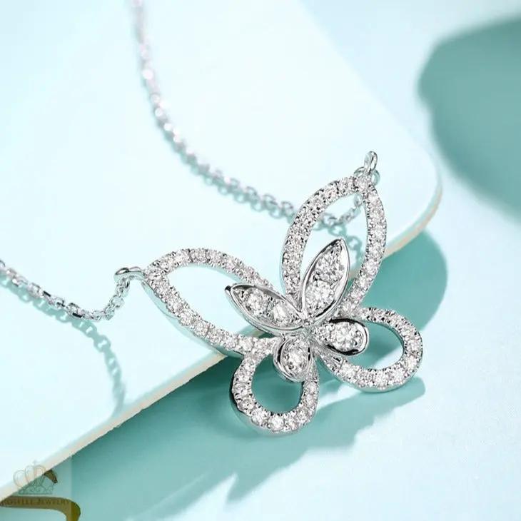 Cutout Butterfly Mini Diamond Necklace [pre order] - SN001 - Roselle Jewelry