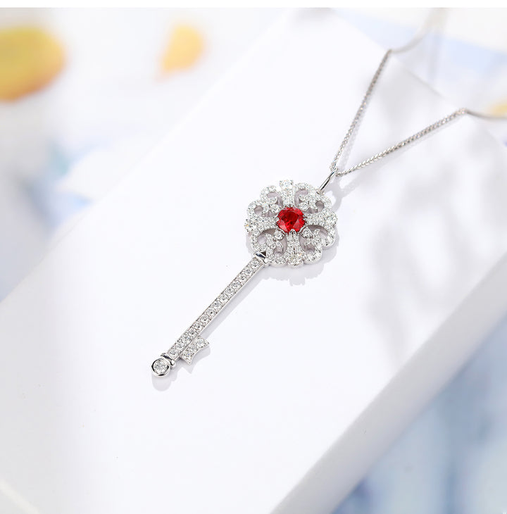 Ruby With Key Diamond Pendant [pre order] - SN004 - Roselle Jewelry