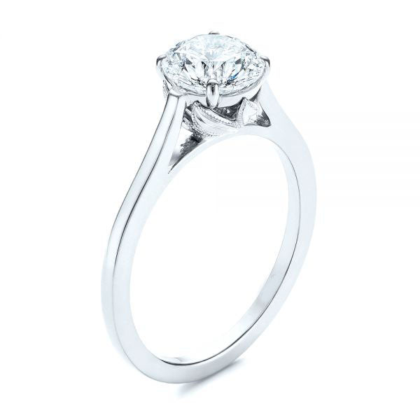 Four Prong Leaf Solitaire Diamond Engagement Ring [Setting Only] - EC026 - Roselle Jewelry