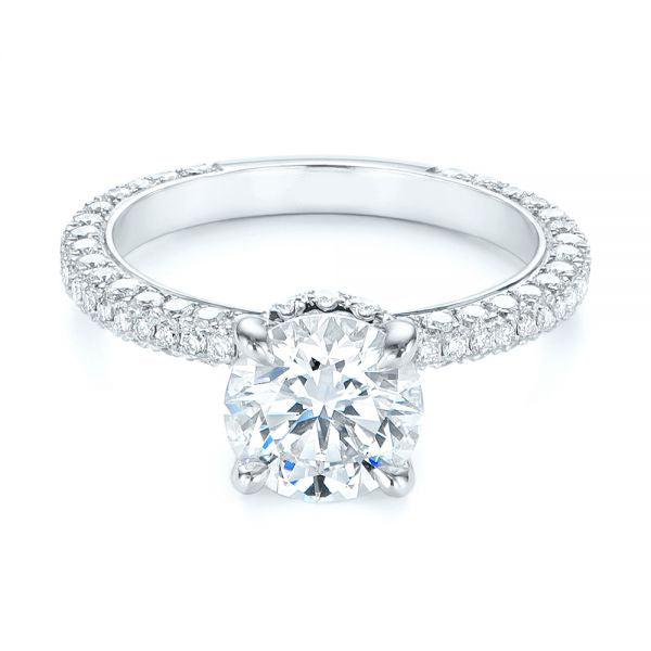 Pave Diamond Hidden Halo Engagement Ring [Setting Only] - EC059 - Roselle Jewelry