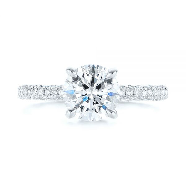 Pave Diamond Hidden Halo Engagement Ring [Setting Only] - EC059 - Roselle Jewelry
