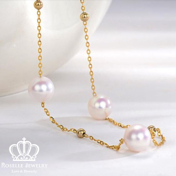 Akoya Pearl 18K Rose Gold Necklace - AKN2 - Roselle Jewelry