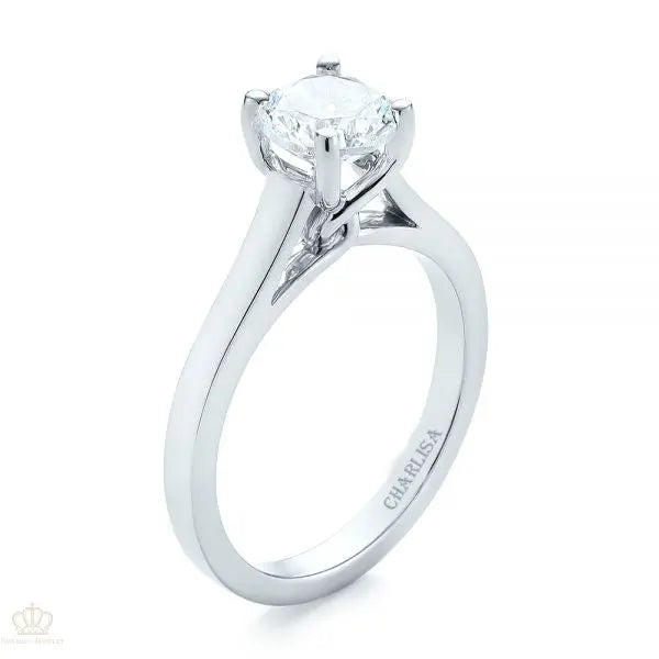 Four Prong center twist Solitaire Diamond Engagement Ring [Setting Only] - EC038 - Roselle Jewelry