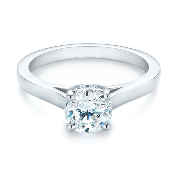 Four Prong Floral Solitaire Diamond Engagement Ring [Setting Only] - EC041 - Roselle Jewelry
