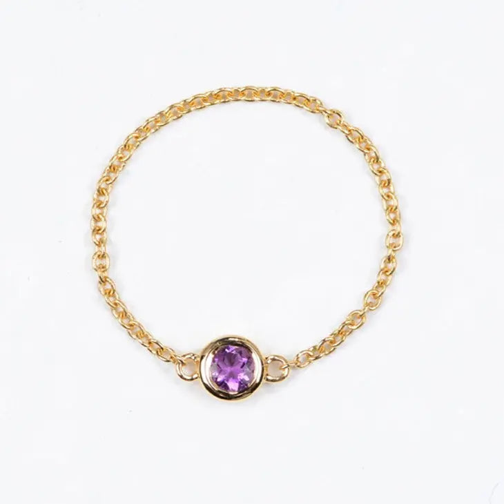 18K Light luxury Birthstone chain Rings - LR6 - Roselle Jewelry