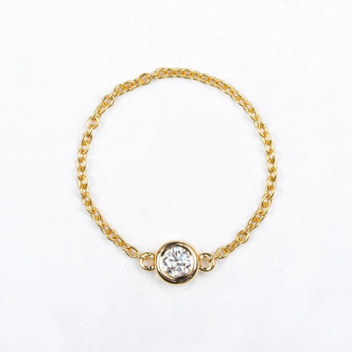 18K Light luxury Birthstone chain Rings - LR6 - Roselle Jewelry