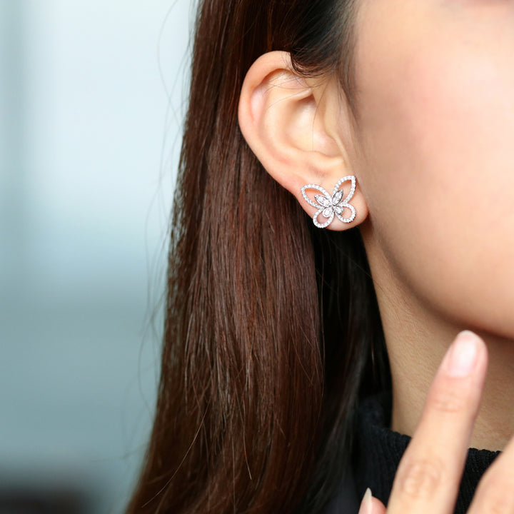 Cutout Butterfly Mini Diamond Earring [pre order] - SE001 - Roselle Jewelry