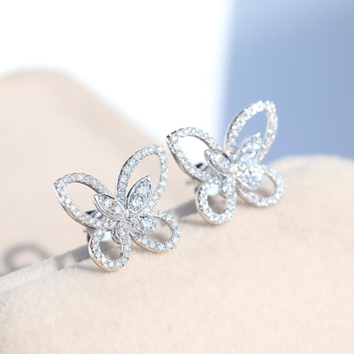 Cutout Butterfly Mini Diamond Earring [pre order] - SE001 - Roselle Jewelry