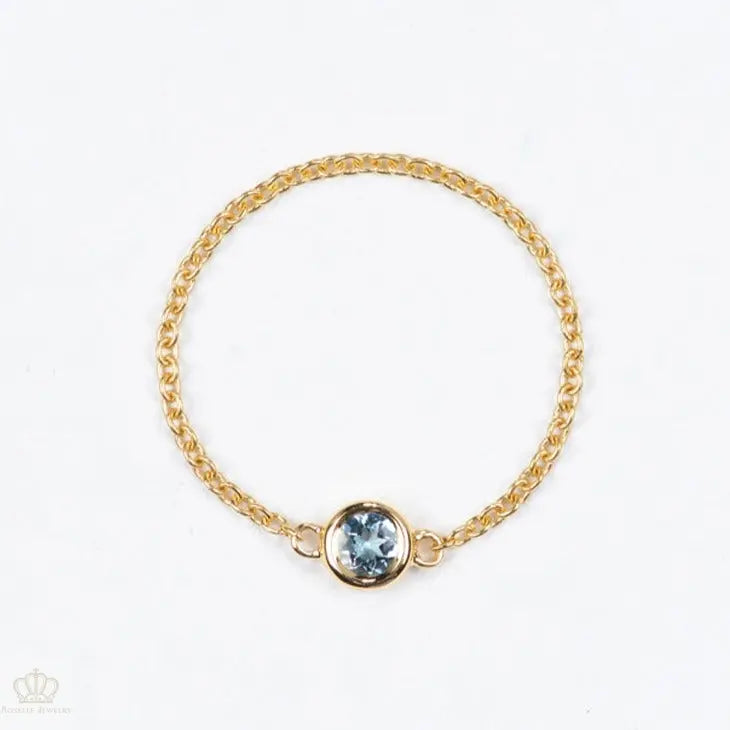 18K Light luxury Birthstone chain Rings - LR6 - Roselle Jewelry