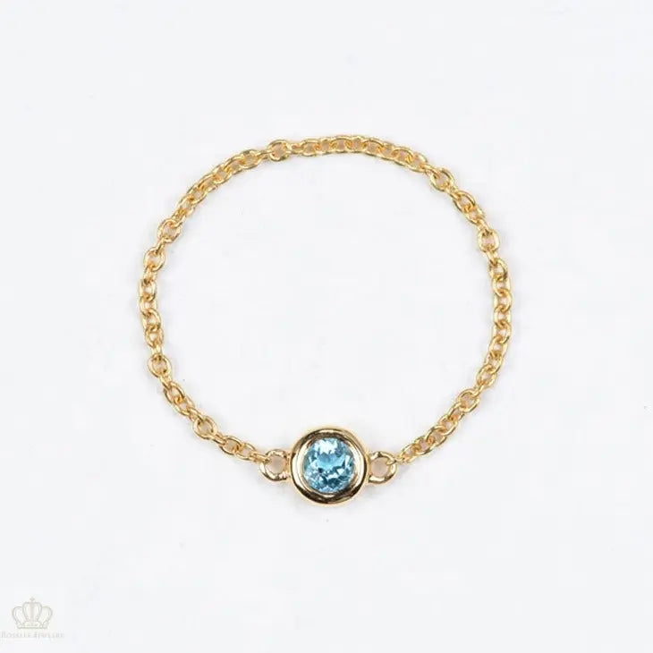 18K Light luxury Birthstone chain Rings - LR6 - Roselle Jewelry
