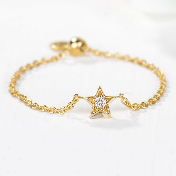 18K Light Luxury Star Chain Rings - LR7 - Roselle Jewelry