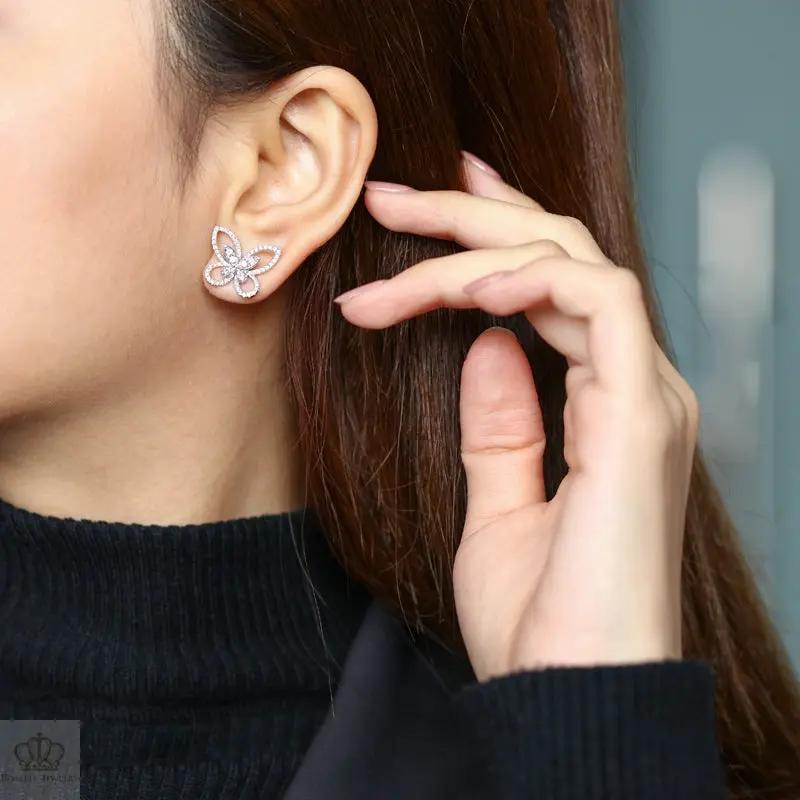 Cutout Butterfly Mini Diamond Earring [pre order] - SE001 - Roselle Jewelry