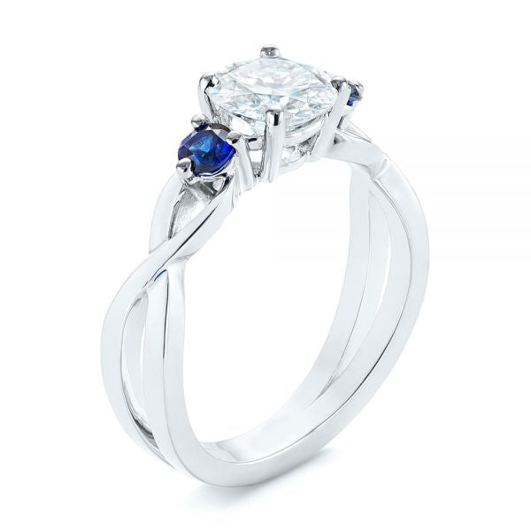 Three Stone Blue Sapphire Engagement Ring [Setting Only] - EC057 - Roselle Jewelry