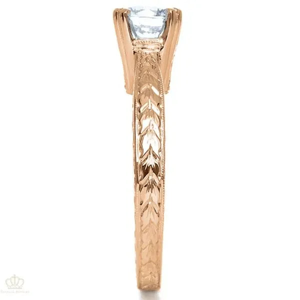 Vintage Two-tone Hand Engraved Engagement Ring [Setting Only] - EC071 - Roselle Jewelry