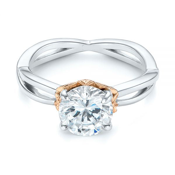 Two Tone Solitaire Diamond Engagement Ring [Setting Only] - EC066 - Roselle Jewelry