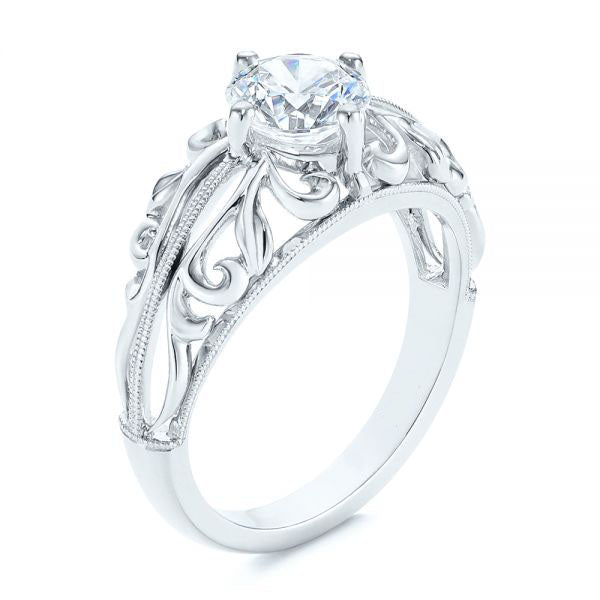 Vintage-inspired Filigree Diamond Solitaire Engagement Ring [Setting Only] - EC027 - Roselle Jewelry