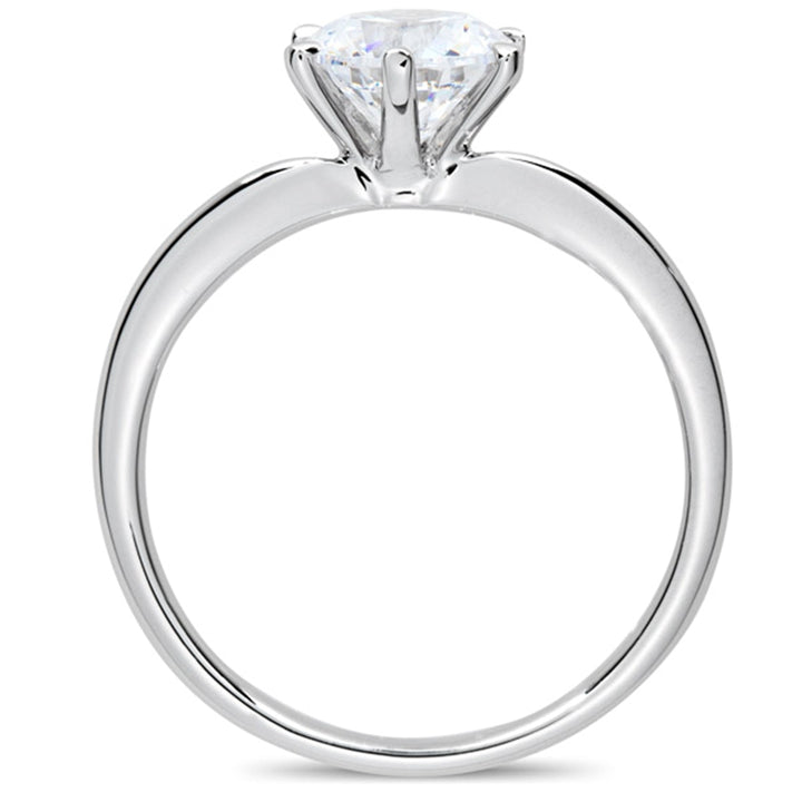 Six Prong Solitaire V Shape Round Brilliant Engagement Ring [Setting Only] - EC006 - Roselle Jewelry