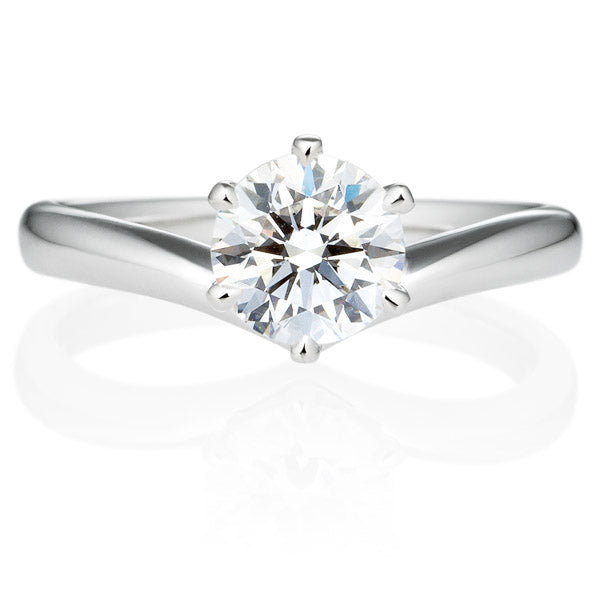 Six Prong V Shape Round Brilliant Engagement Ring [Setting Only] - EC013 - Roselle Jewelry