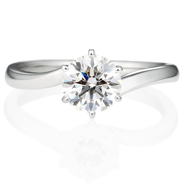 Six Prong Twist Round Brilliant Engagement Ring [Setting Only] - EC009 - Roselle Jewelry