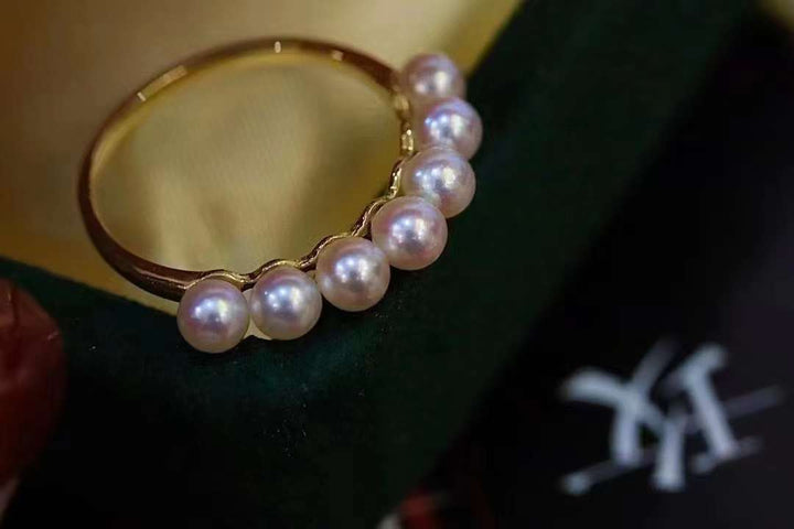 18K Gold 3-4MM Akoya Pearl Ring - TS021 - Roselle Jewelry