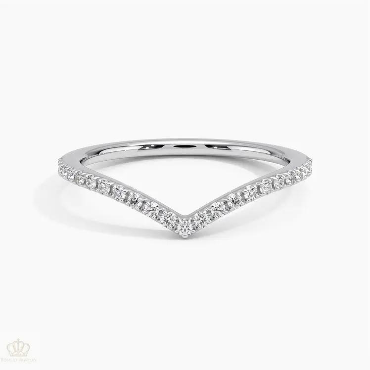 0.17CTW Flair V Shape Wedding Band Ring - LR28 - Roselle Jewelry