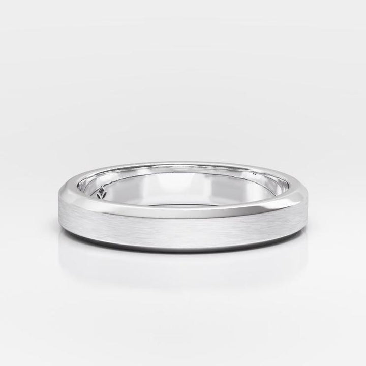 4mm Men's Beveled Edge Matte Wedding Ring - NM29 - Roselle Jewelry