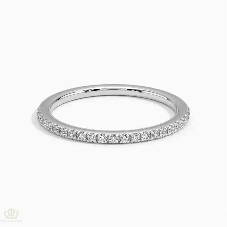 0.16ctw Petite Ballad Pave Half Eternity Diamond Wedding Band Ring - LR23 - Roselle Jewelry