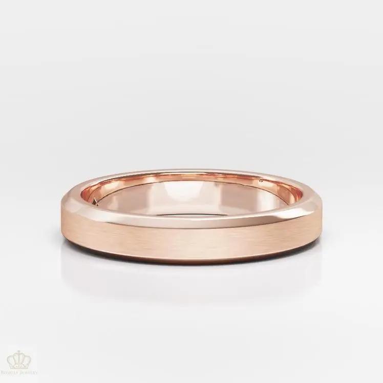 4mm Men's Beveled Edge Matte Wedding Ring - NM29 - Roselle Jewelry