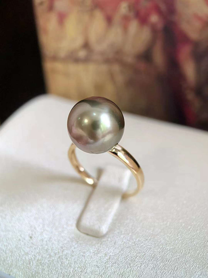 18K Gold 11-12mm Tahitian Pearl Ring - TS022 - Roselle Jewelry
