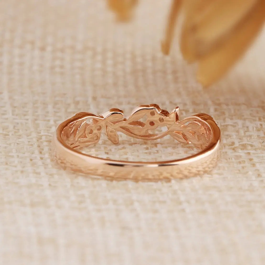 Floral Leaf Design Stack Diamond Fashion Ring - LR17 - Roselle Jewelry