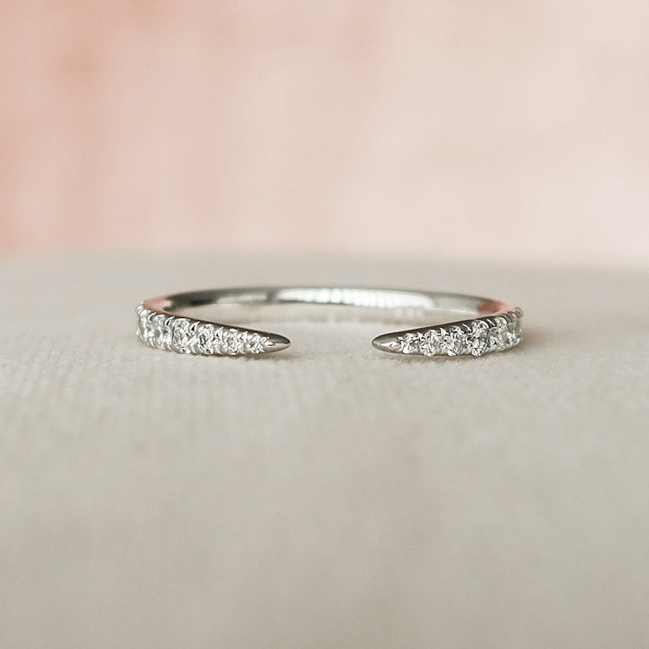 U Pave Rounded Open Wedding Band Ring - CR001 - Roselle Jewelry