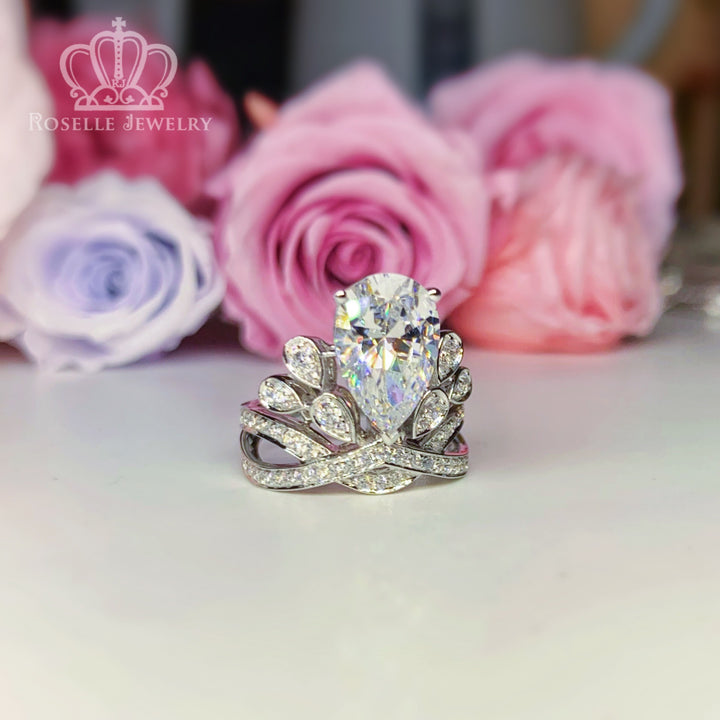 Crown Pear Shaped Engagement Ring [Setting Only] - EC056 - Roselle Jewelry