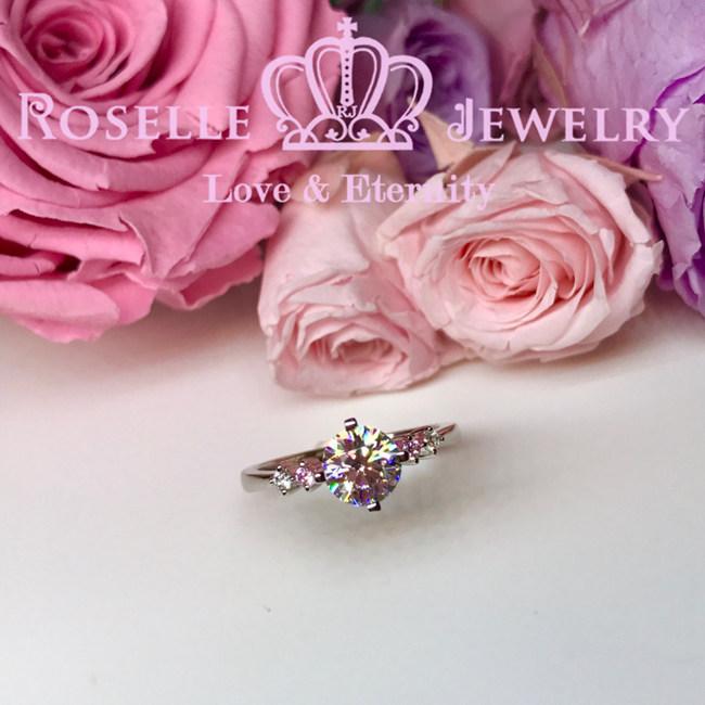 Round Brilliant Cut Side stone Engagement Ring - T20 - Roselle Jewelry