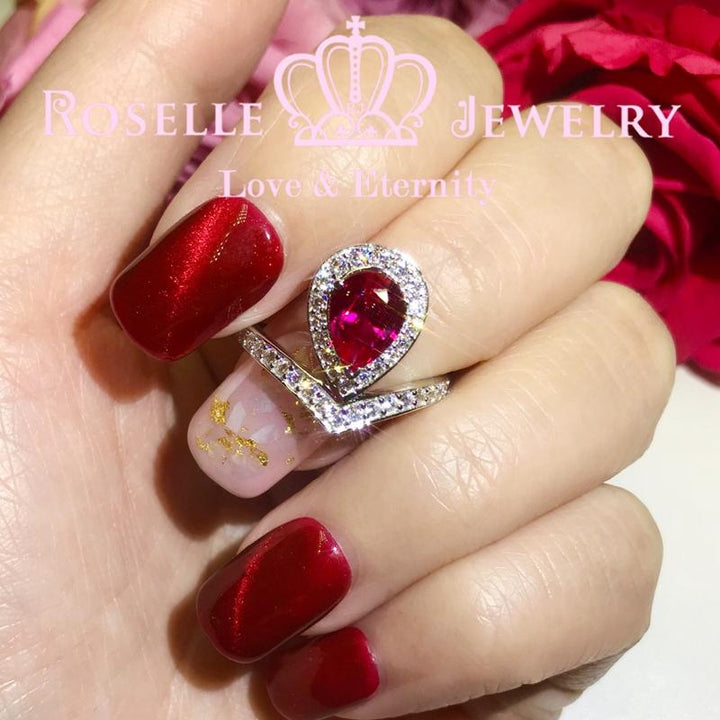 Pear Cut Crown Engagement Ring - VP5 - Roselle Jewelry