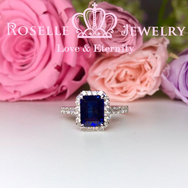 Emerald Cut Halo Engagement Ring - S10 - Roselle Jewelry