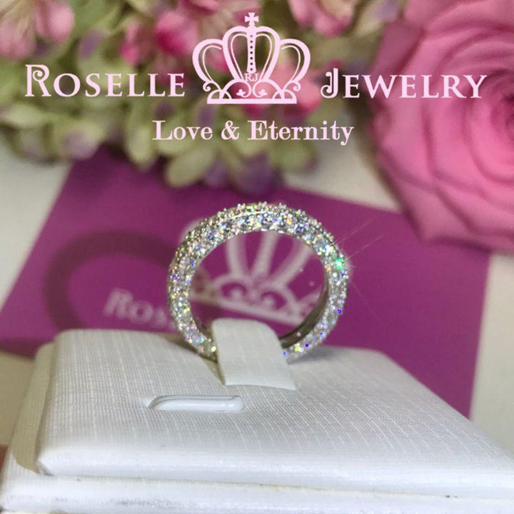 Three sided stone wedding ring - BA33 - Roselle Jewelry