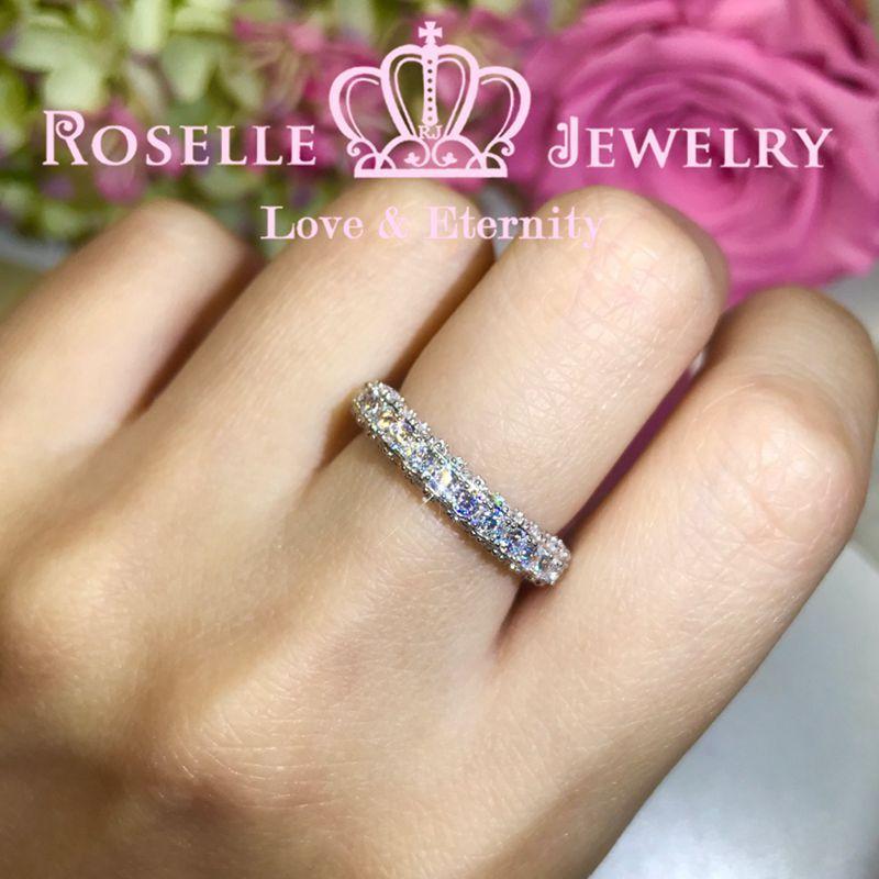 Three sided stone wedding ring - BA33 - Roselle Jewelry