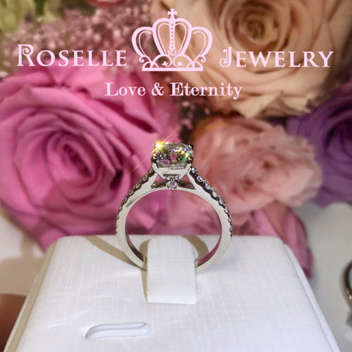 Cushion Cut Side Stone Engagement Ring - TC1 - Roselle Jewelry