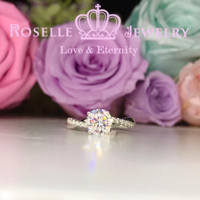 Twist Side Stone Engagement Ring - T17 - Roselle Jewelry