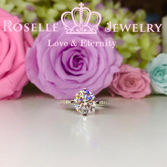 Heart Shape Four Prong Side Stone Engagement Ring -T13 - Roselle Jewelry