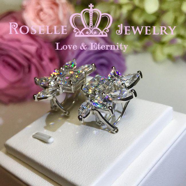Asscher Pear & Marquise Cut Cluster Earrings - VE2 - Roselle Jewelry