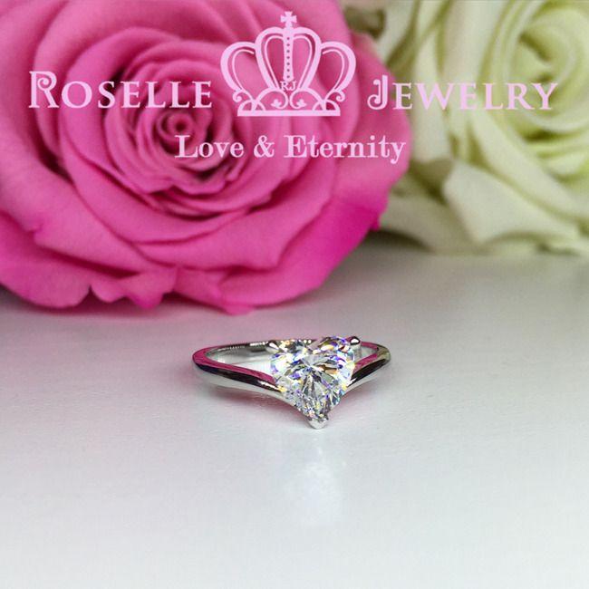 Heart Shape Solitaire Engagement Ring - T7A - Roselle Jewelry